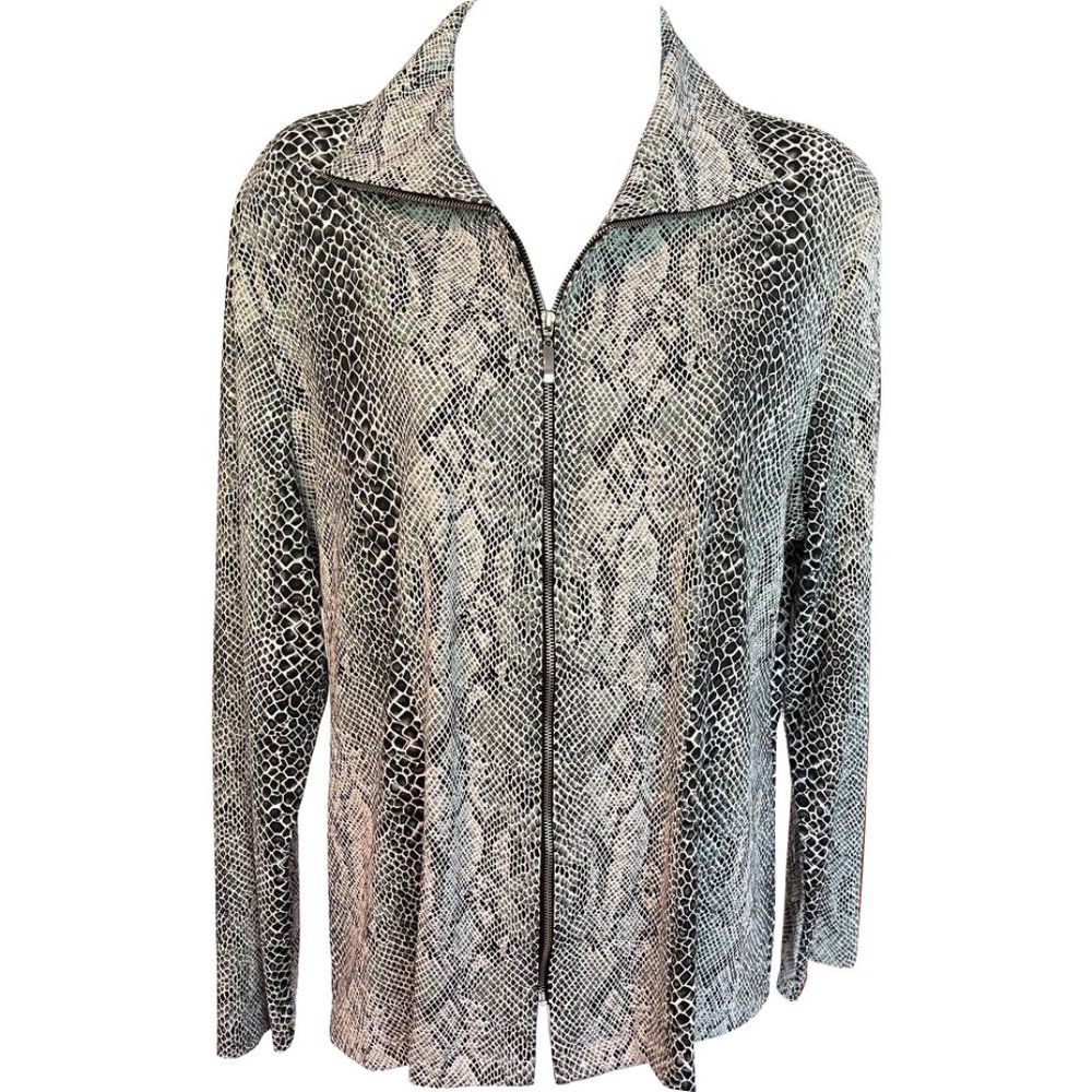 Misook Women's Top Snake Theme Zippered Blouse Size S